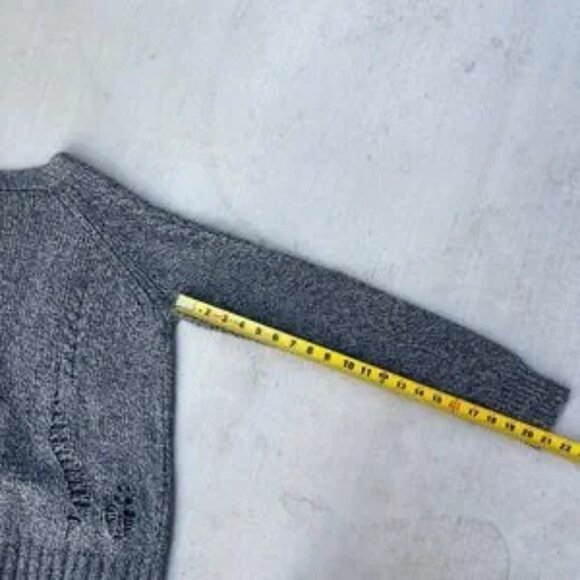 Raquel Allegra Womens Distressed Grey Merino Wool Baby Camel Blend Cardigan - Picture 7 of 7